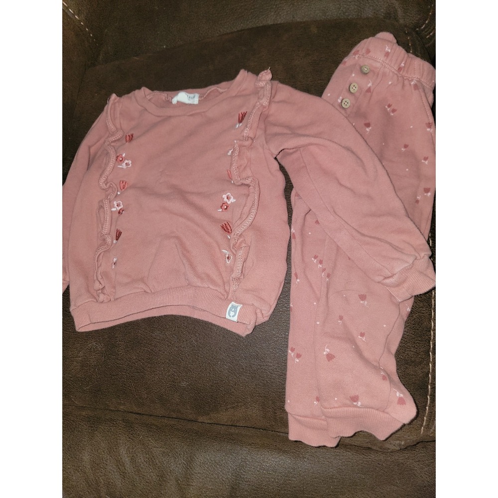 Rabbit bear organic cotton floral outfit size 3t